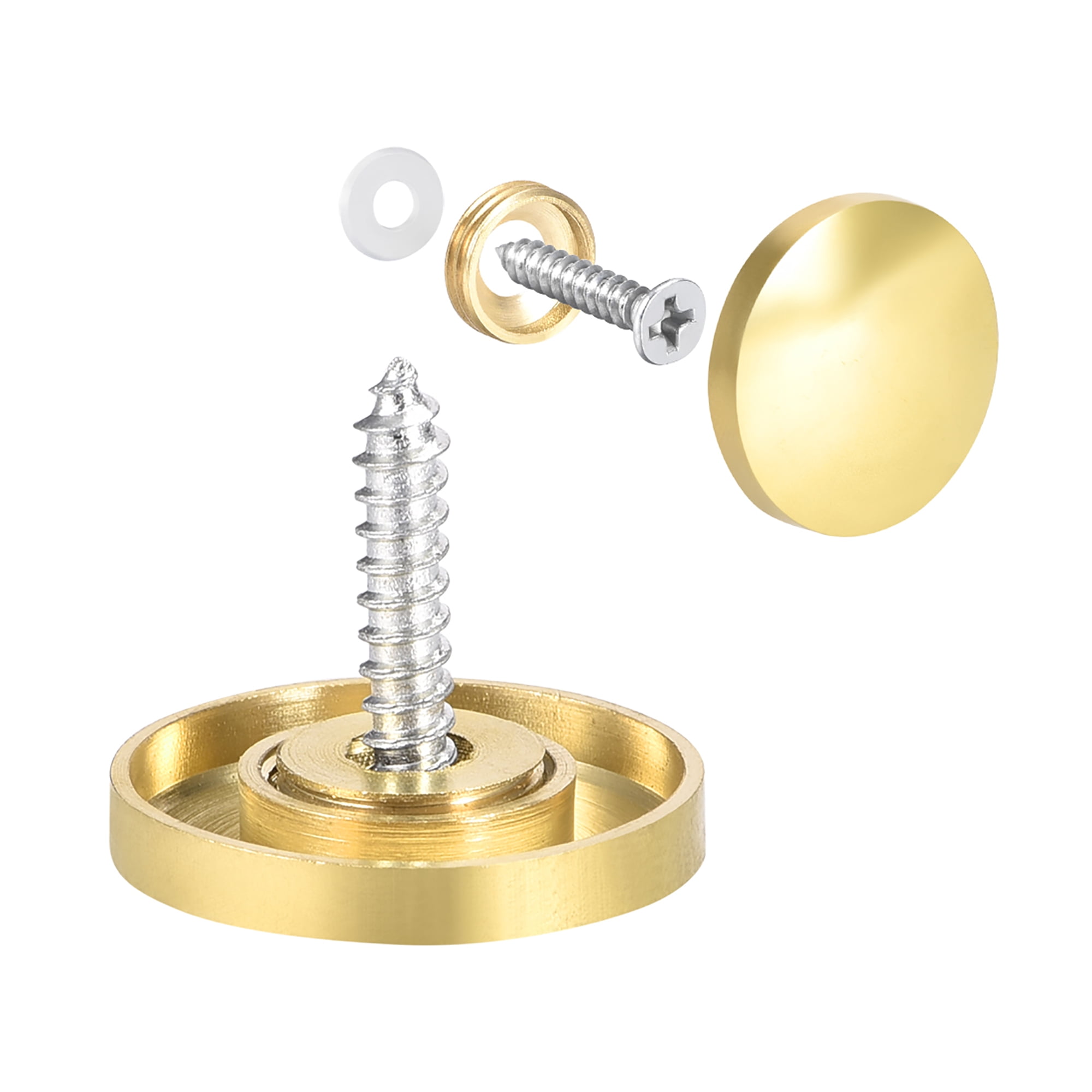 Mirror Screws Decorative Caps Cover Nails Polished Gold 22mm 2Pcs