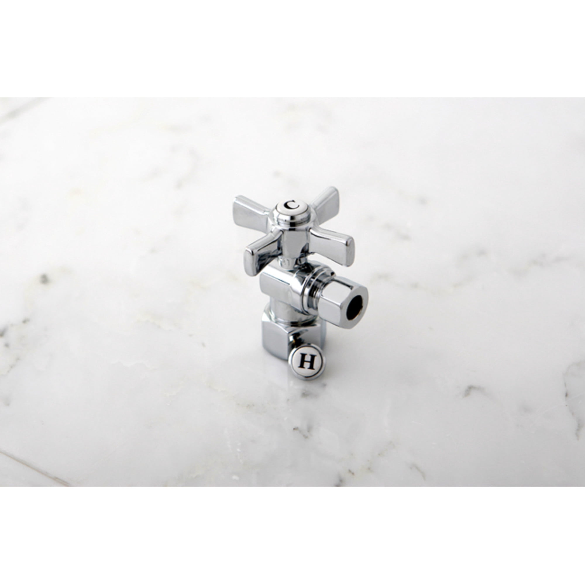 Kingston Brass CC43101ZX 1/2-Inch FIP x 3/8-Inch O.D. Comp Quarter-Turn Angle Shut-Off Valve in Polished Chrome