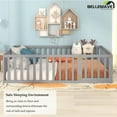 thumbnail image 4 of Bellemave Queen Size Floor Bed with Fence and Door, Wood Montessori Bed Frame, Floor Bed Frame, Slats Not Included (Queen,Gray), 4 of 13