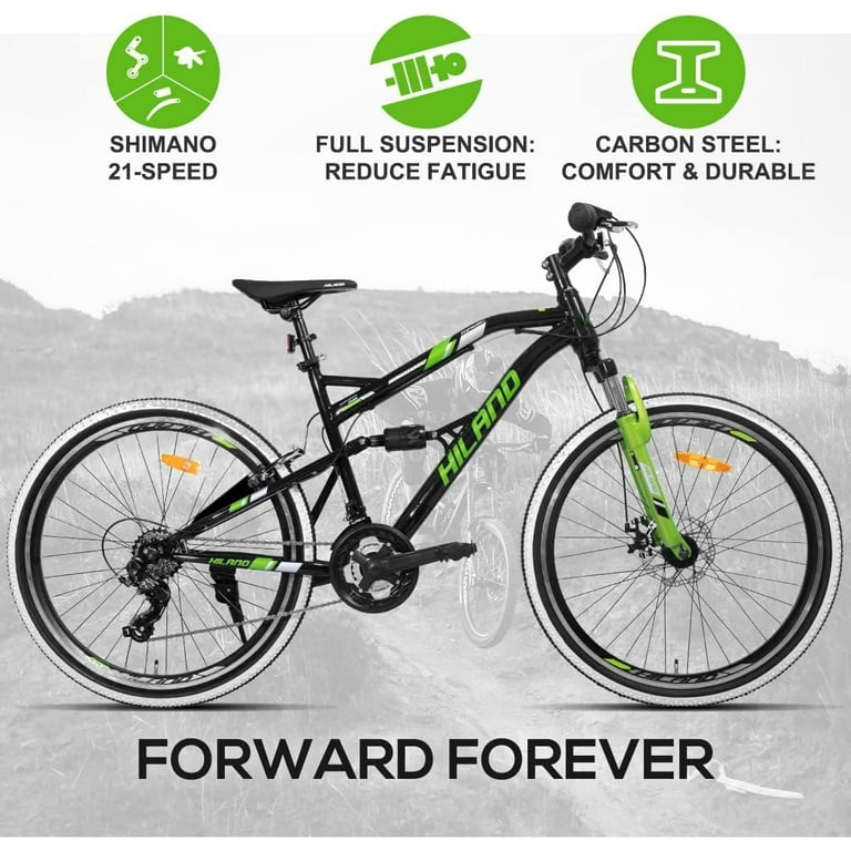Hiland 26 Inch Mountain Bike Full Suspension 21 Speeds Disc Brake MTB Adult Bicycle for Men Women Walmart