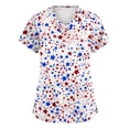 thumbnail image 2 of Trgacdwlo S-5XL 4th of July Scrubs for Women Plus Size Stars Stripe Print Women Work Tops V Neck Short Sleeve Nursing Uniforms with Pocket, 2 of 5