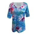 thumbnail image 5 of Pntutb Moda Mujer Verano Impreso Manga Corta Cuello V Camiseta Casual Tee tops Pntutb Pntutb-1934, 5 of 5