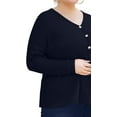 thumbnail image 4 of Womens Long Sleeve L-5X Plus Size Waffle Knit Tunic Tops Button Up V Neck Loose Fit Henley Tshirt, 4 of 5