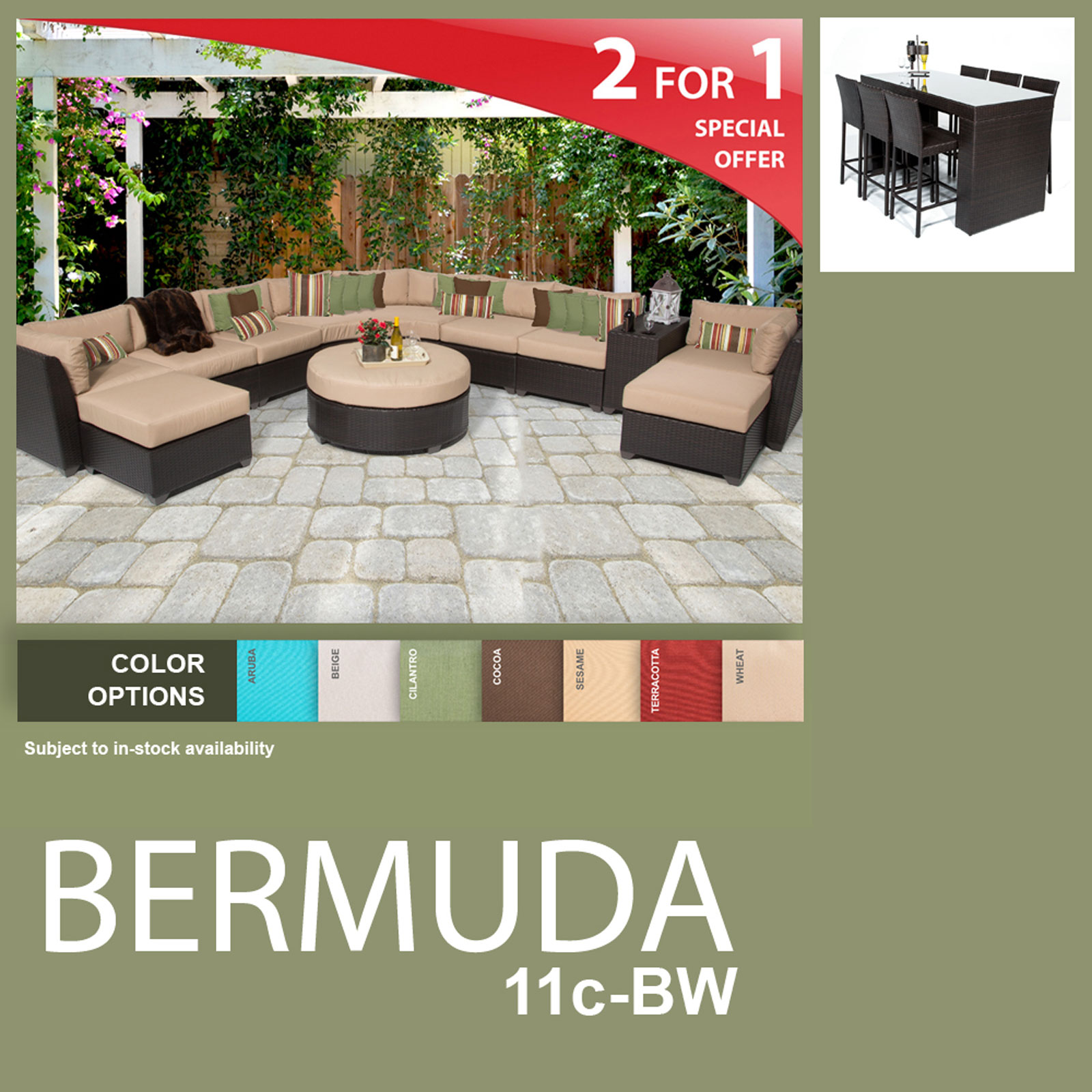 Bermuda 18 Piece Outdoor Wicker Patio Furniture Package BERMUDA11cBW