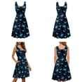 thumbnail image 4 of Jiueut Blue Butterfly Pattern Matching Hawaiian Outfits for Couples, Women's Casual Summer Flowy Sleeveless Crewneck Dress Men's Hawaiian Button Down Aloha Shirt, XS, 4 of 5