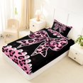thumbnail image 4 of Erosebridal 3D Print Pearl Bowknot Twin Sheet Sets 3pcs for Teens,Girls Vintage Leopard Print Bedding,Breathable Home Decor, 4 of 5