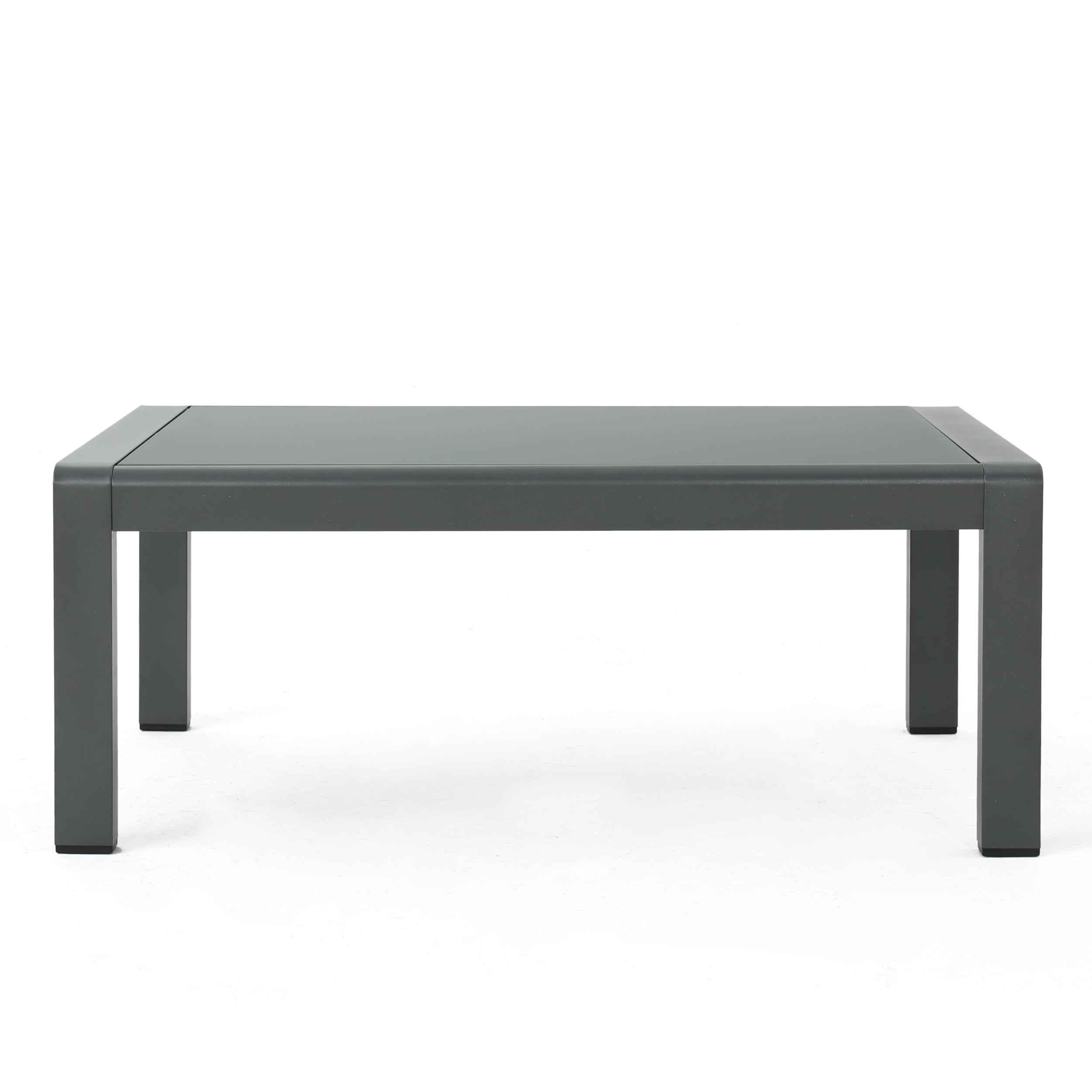 Miller Outdoor Aluminum Coffee Table with Tempered Glass Table Top, Grey