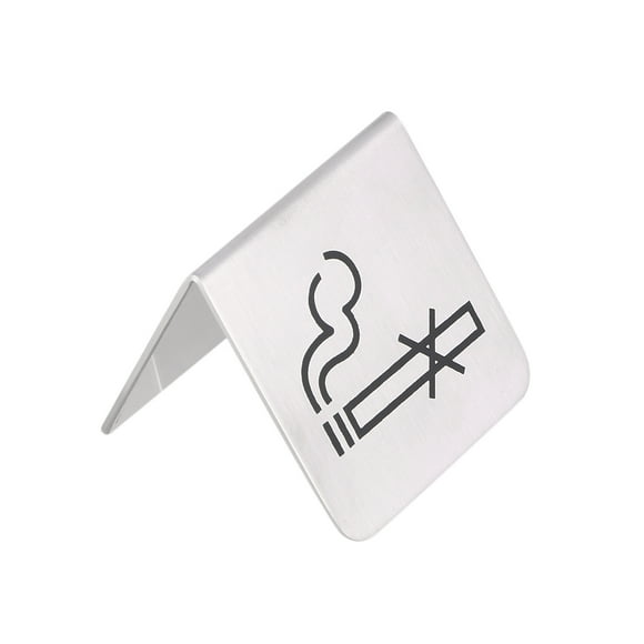 Stainless Steel No Smoking Table Tent Sign Double Side Free Standing No Smoking Sign for Office Hotel (Cigarette)