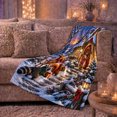 thumbnail image 6 of Woodland Animals Snowy Cottage Christmas, Festive Holiday Scene, Warm Flannel Blanket for Cabin and Lodge with Detailed Artwork, Art Lovers Christmas Gift, Festive Home Decor, 6 of 9