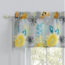 Global Trends Wildflower Delight Modern Floral Window Valance, 84 in. W x 19 in. L, Gray