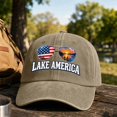 thumbnail image 6 of Unisex Baseball Cap, Vintage Washed Cotton Adjustable Dad Hat for Men and Women "LAKE AMERICA", Curved Brim Casual Cap for Everyday Outdoor Wear, 6 of 7