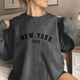 thumbnail image 2 of WREESH Women's Oversized Crewneck Sweatshirt Letter Printed Long Sleeve Loose Fit Soft Pullover Tops Dark Gray, 2 of 4