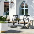 thumbnail image 5 of SUNCROWN Outdoor Dining Swivel Black Wrought IronChairs with Cushions Patio Metal  Rocker Chairs  (Set of 2 ), 5 of 7