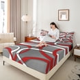 thumbnail image 4 of Homewish Geometric Lines 4-Piece Full Size Sheets For Adults Female Men,Minimalist Abstract Stripes Bed Sheets,Grey Red White Lightweight Sheet Sets,Super Cozy Room Decor, 4 of 7