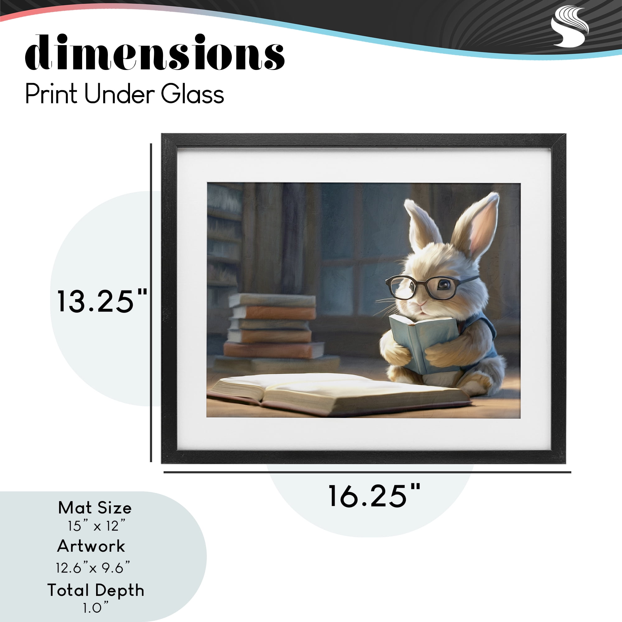 Stupell Industries Bookish Bunny at Desk Black Framed Print Under Glass, design by Kim Allen