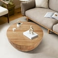 thumbnail image 4 of Vintage Style Bucket Shaped Coffee Table with Built-in Storage for Living Room, Office & Dining - Natural Wood, No Assembly Required, 4 of 9