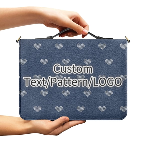 Hxlamzoo Heart Shape Bible Bag with Shoulder Strap, Customizable Faux Leather Handbag, 4 Sizes Waterproof Lightweight Religious Bag for Travel Church Daily Use