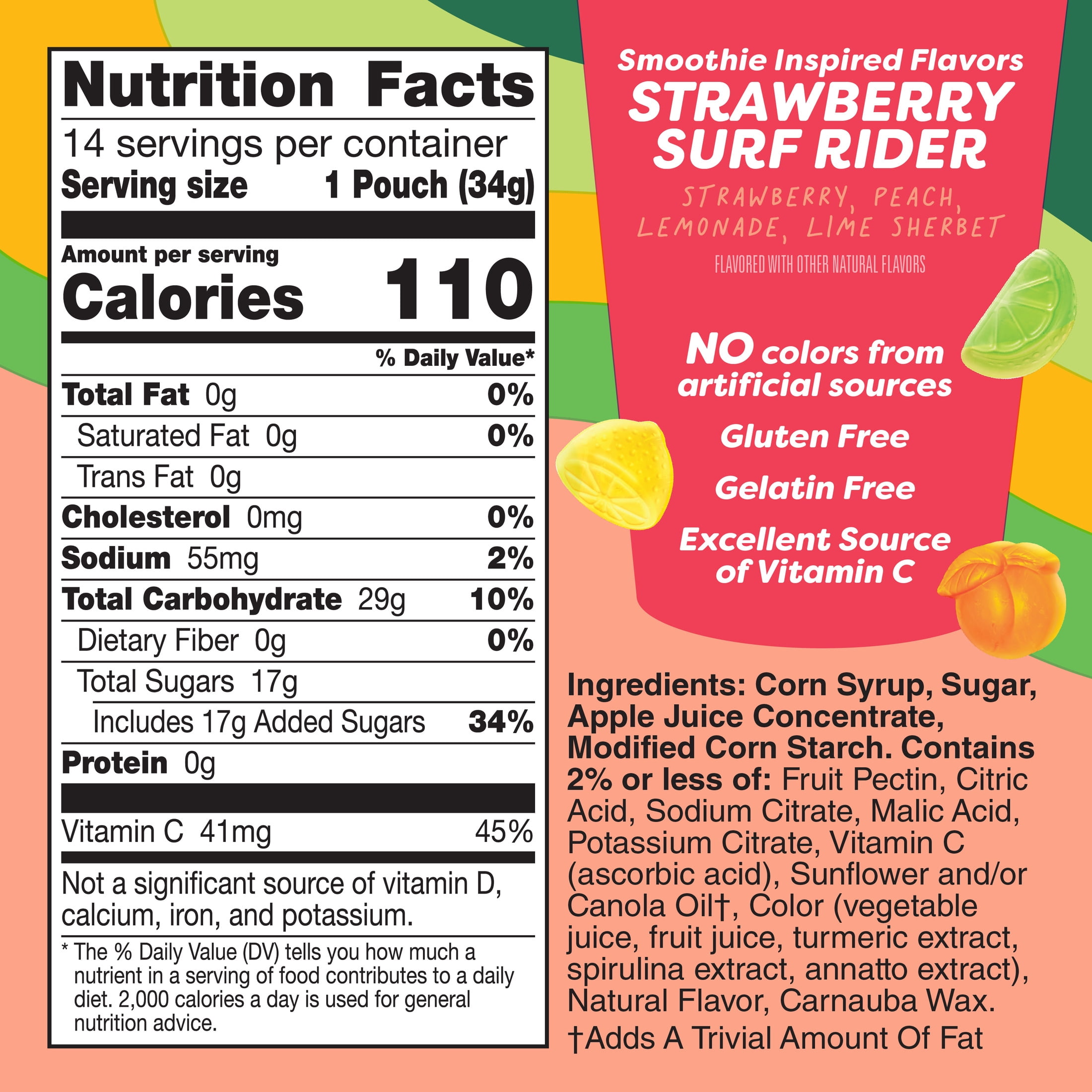 Jamba Fruit Flavored Snacks, Strawberry Surf Rider, Gluten Free, 16.8 oz (14 Pouches)