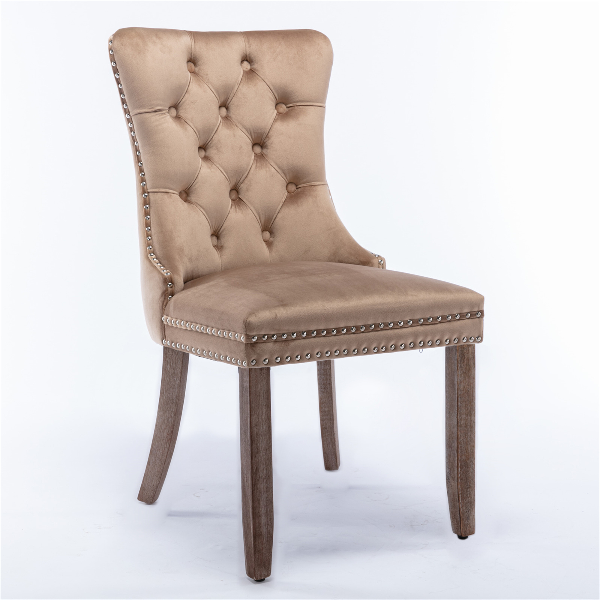 Miniyam Dining Chair Set of 2, High-end Tufted Velvet Upholstered, Khaki