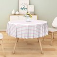 thumbnail image 4 of Tchckioa 70 Inch Round Tablecloth for Restaurant,Stain Proof Table Cloth Cover,Pink and White, 4 of 6