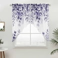 thumbnail image 2 of Swag Valance Curtains for Windows, Purple Eucalyptus Leaves Light Filtering Kitchen Curtains with Rod Pocket, Spring Summer Botanical Window Treatment Valances for Living Room, 36x45 - 2 PCS, 2 of 9