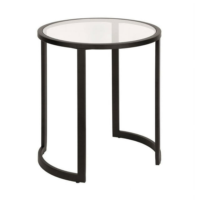 Henn&Hart 20" Blackened Bronze Metal/Glass Side Table