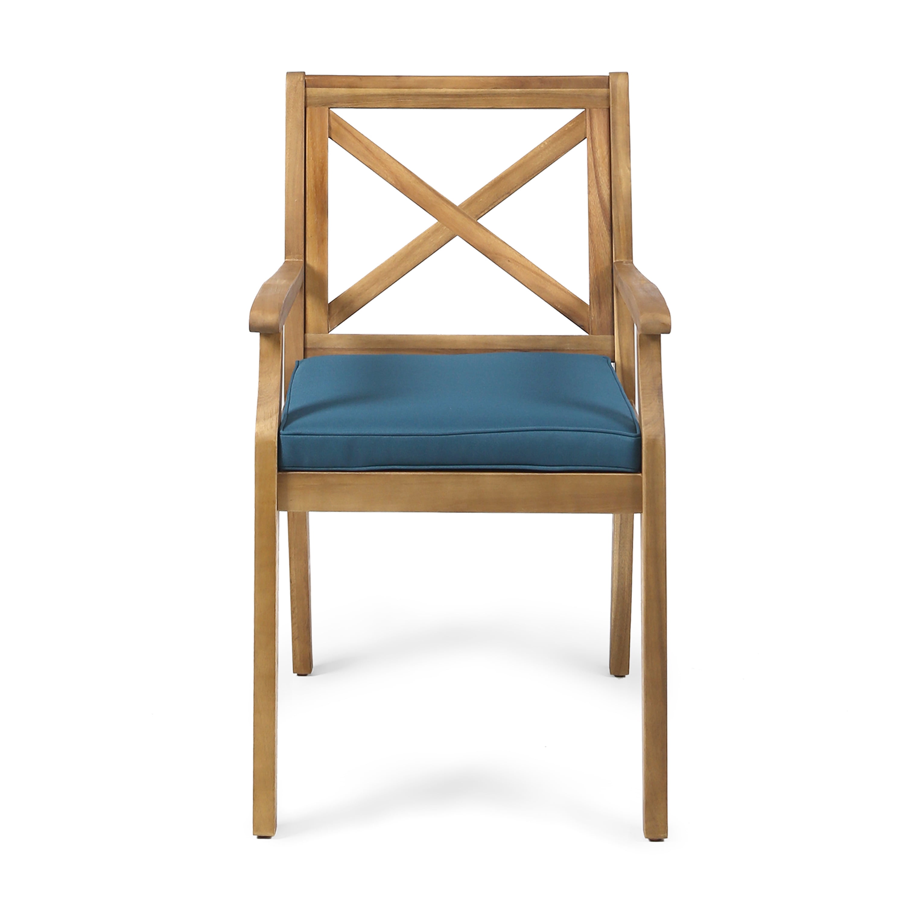 Outdoor Dining Chairs Set of 2 – Solid Wood Frame with Water-Resistant Cushions, Patio Armchairs for Backyard, Garden or Poolside