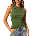 thumbnail image 3 of GERsome Women's Hooded Tank Tops Crew Neck Open Back Lace UP Workout Sleeveless Shirts for Summer Gym Athletic Army Green Size L, 3 of 9
