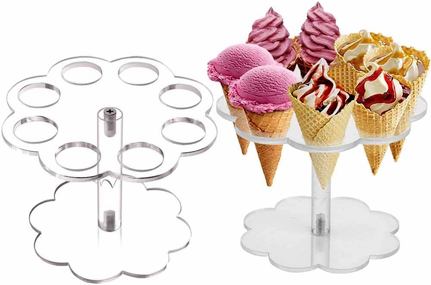 Chip Cone Holder Counter Top Display Stand Acrylic Ice Cream Cone Holder 