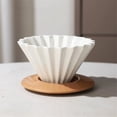 thumbnail image 2 of Ceramic Coffee Dripper Pour Over Coffee Maker with Wood Stand Elegant Flower Shape Filter,Slow Brewing Maker for Home Cafe, 2 of 4