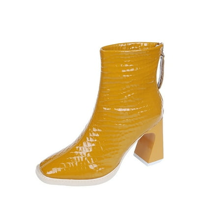 

fvwitlyh Ankle Boots for Women Mini Boots Women Ankle Boots Autumn And Winter Simple Fashion Solid Color Square Womens Boots Low Heel round Toe