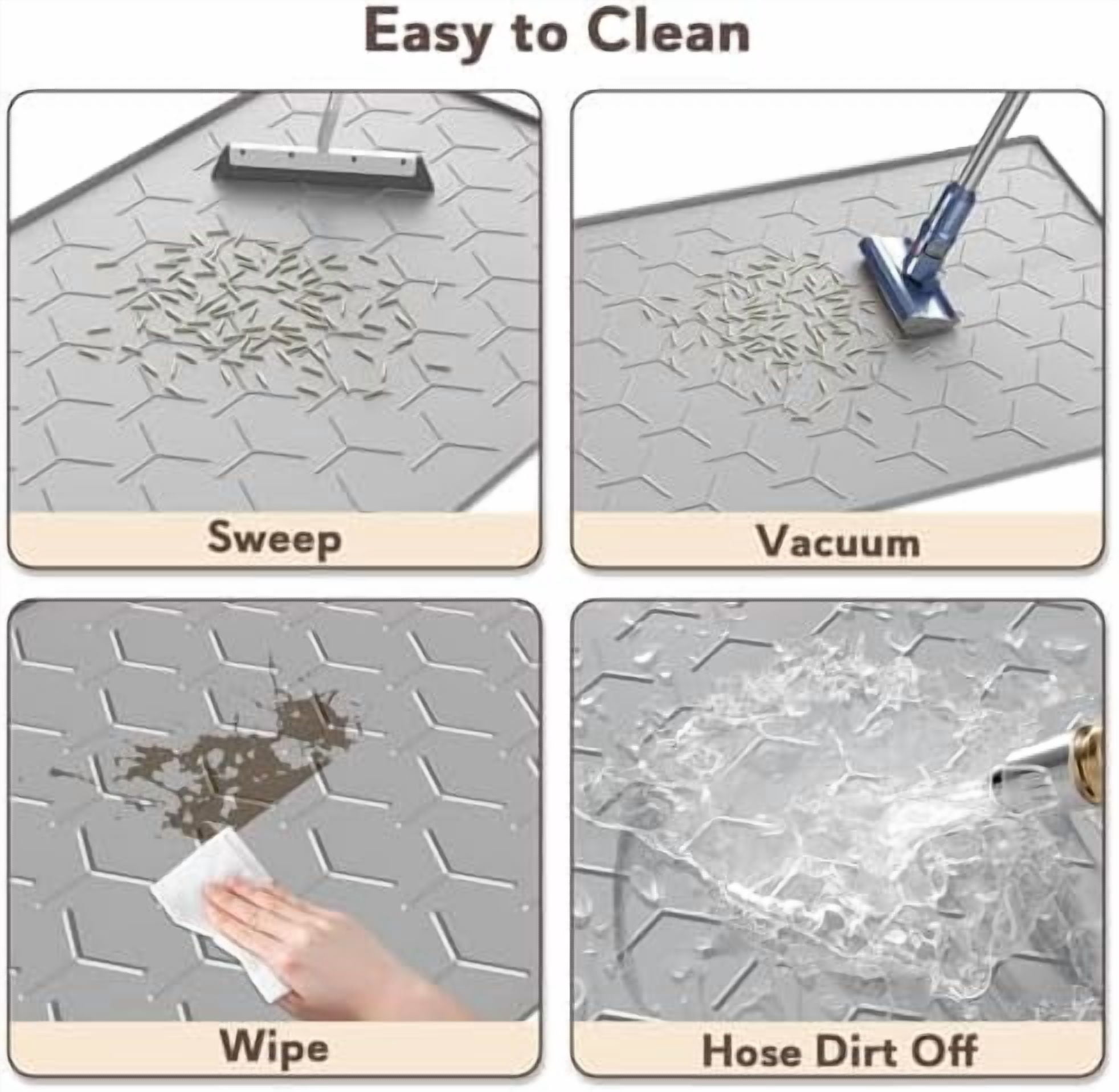 Cat Litter Box Mat, Large 40" X 28" Litter Trapping Mat for Cats, Waterproof Silicone Pad for Floor, Gray