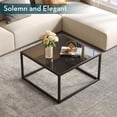 thumbnail image 4 of Black Tempered Glass Coffee Table - Modern Square Accent Table for Living Room, 4 of 8