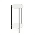 thumbnail image 5 of Furinno Besi 2-Tier Tall Round Side Table with Metal Legs, Metal Frame, White End Table, Night Stand, Bedside Table with Open Shelf, for Living Room, Bedroom, Plain White, 5 of 5