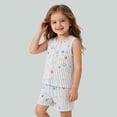 thumbnail image 2 of CAIVO Girls Colorful Star Shell Print Sleeveless 2 Piece Pajama Sets Button Down Front Vest Tops Matching Shorts Kids Summer Sleepwear Pyjamas, 2 of 3