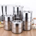 thumbnail image 4 of Stainless Steel Insulated Lunch Box 4-tier Bento Box Portable Food Container for Picnic School Office (12cm), 4 of 6