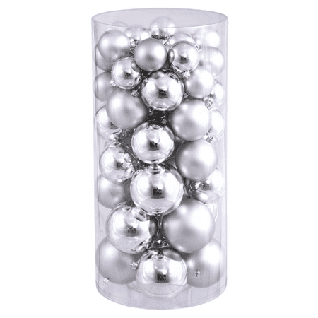 50ct Silver Splendor Shatterproof Shiny and Matte Christmas Ball Ornaments (Best Way To Store Christmas Ornaments)