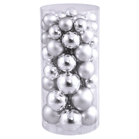 Cooking Christmas Ornaments - 50ct Silver Splendor Shatterproof Shiny and Matte Christmas Ball Ornaments 1.5