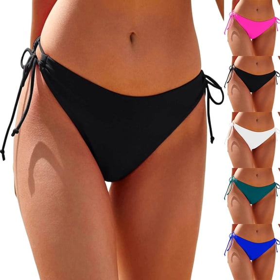 FRSASU Women's Boyshort Bikini Bottom Side Tie Cheeky Swimsuit Bottoms Beach Tankini Swim Shorts White