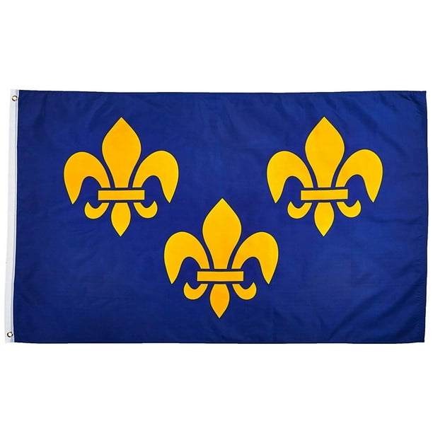 New 3x5 Blue Fleur De Lis Flag 3 x 5 French Banner, 3 Foot by 5 Foot