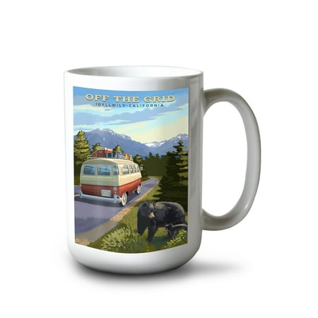 

15 fl oz Ceramic Mug Idyllwild California Off the Grid Camper Van and Wildlife Dishwasher & Microwave Safe
