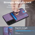 thumbnail image 6 of Allytech for Samsung Galaxy S23 2 in 1 Detachable Wallet Case, Retro PU Leather Ring Kickstand Card Slots Case for Women Men, Strong Magnetic Shockproof Anti-Scratch Slim Case - Purple, 6 of 11