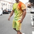 thumbnail image 2 of Taqqpue Men's Summer Short Sleeve T-Shirt & Shorts 2 Piece Outfits Printed Plus Size Casual Sports Athletic Jogging Sets S-5XL, 2 of 7