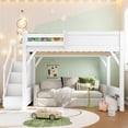 thumbnail image 4 of Harper & Bright Designs Full Size Loft Bed with Built-in Wardrobe and Shelves, Wood Loft Bed with Guardrails and Stairs, Light White, 4 of 12