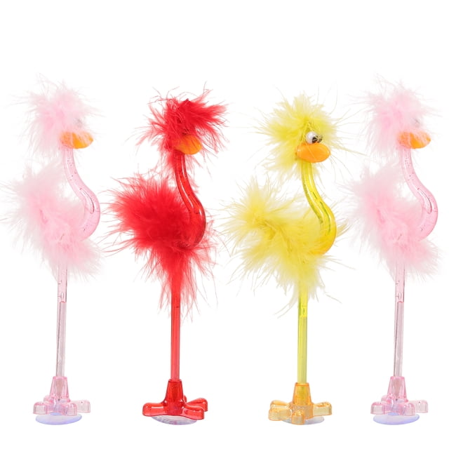 4 piezas pluma de avestruz bolígrafo papelería estudiantil bolígrafos creativos de dibujos animados suministros de escritura (color aleatorio)