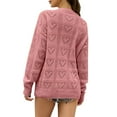thumbnail image 5 of Fesfesfes Women Sweater Fall Winter Solid Love Heart Hollow Out Long Sleeve V-Neck Pullover Sweater Tops Tops on, 5 of 5