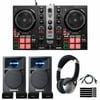 Hercules DJCONTROL INPULSE 200 MK2 2-Channel DJ Controller with Numark N-Wave 360 Desktop Monitors Starter Package