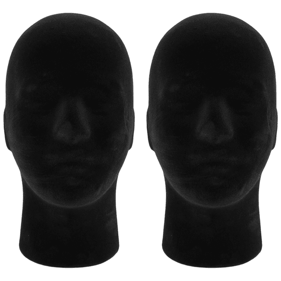 Polystyrene Black Foam Men Model Mannequin Head Dummy Stand Shop Display Hat, 2 x BLA xwm25