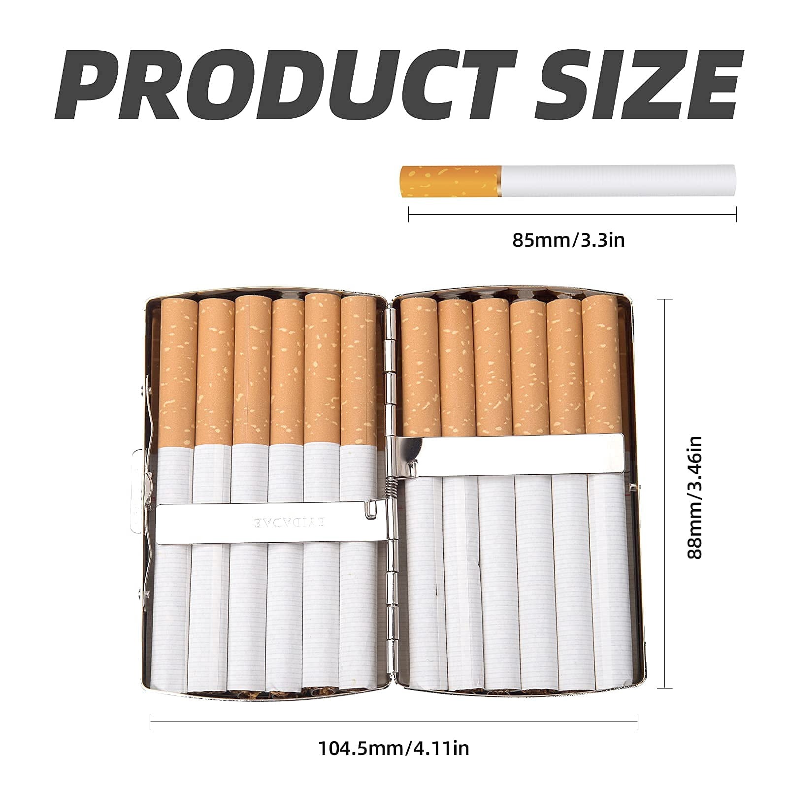 mens short cigarette holder Mini Ladies and Men Metal Cigarette Case , Portable Double Sided Spring  Clip Holds 12 Regular 85mm Short Cigarettes，Can Not Be Placed The Credit  Card Inside (Silver)