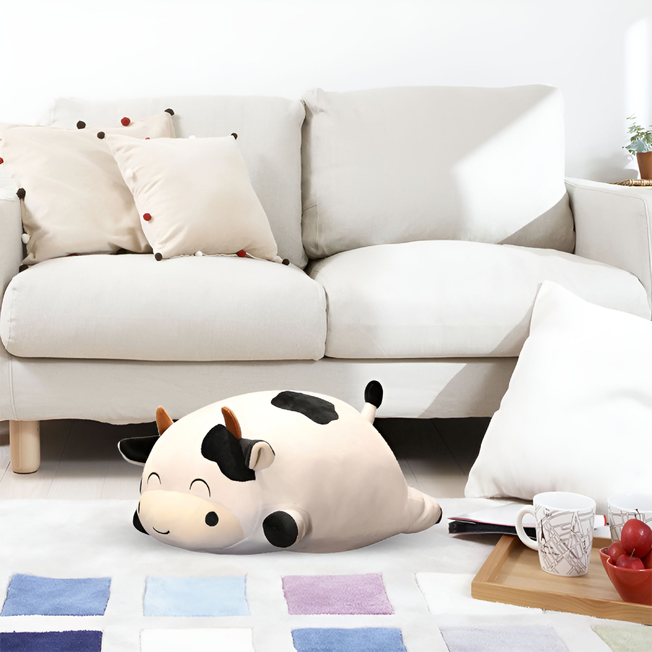 CYFW 2026 New Weighted Plush Cow Pillow 13.8In Animals Series Cute Cow Plushie Dolls for Boys and Girls for Kids,Home,Nap